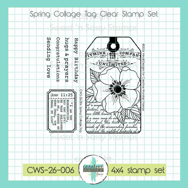 Spring Collage Tag Clear Stamp