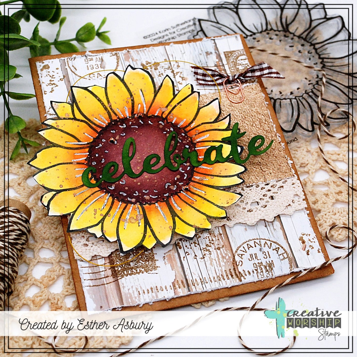 Sunflower Background Clear Stamp
