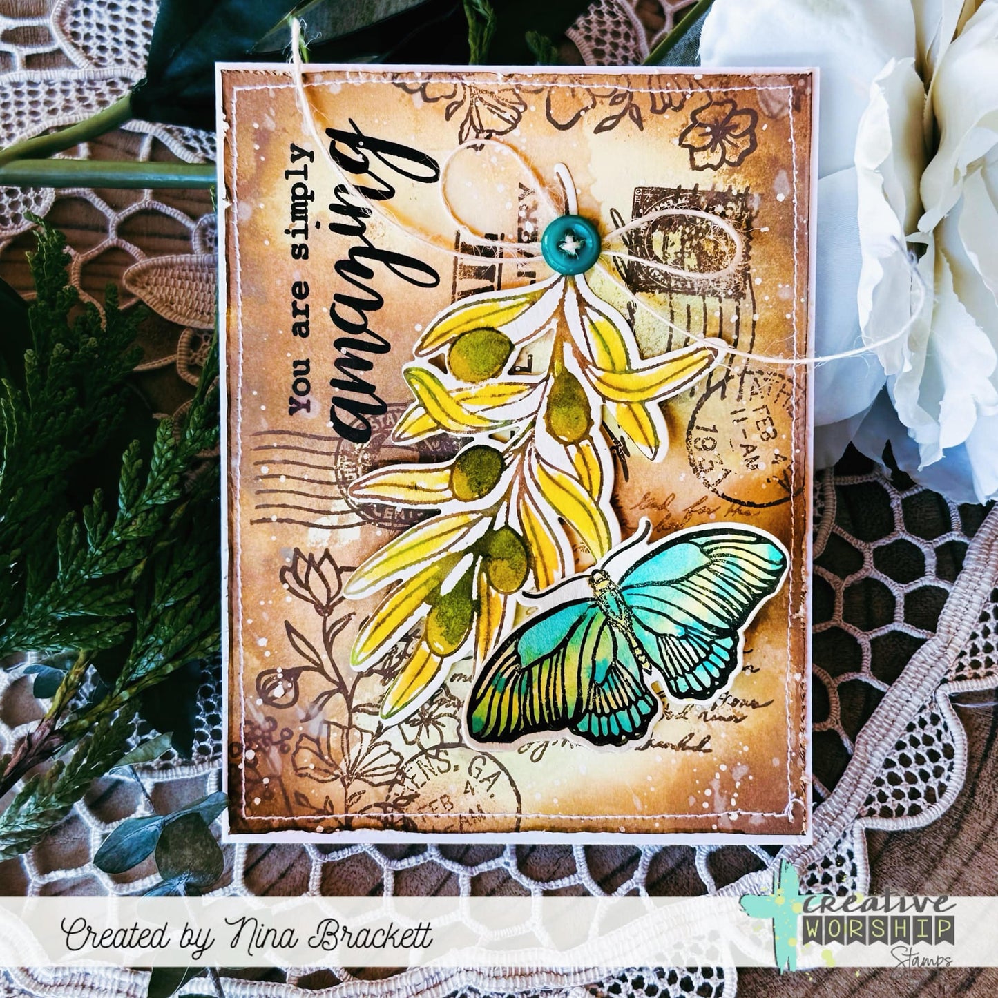 Vintage Butterflies & Blooms Clear Stamp Set
