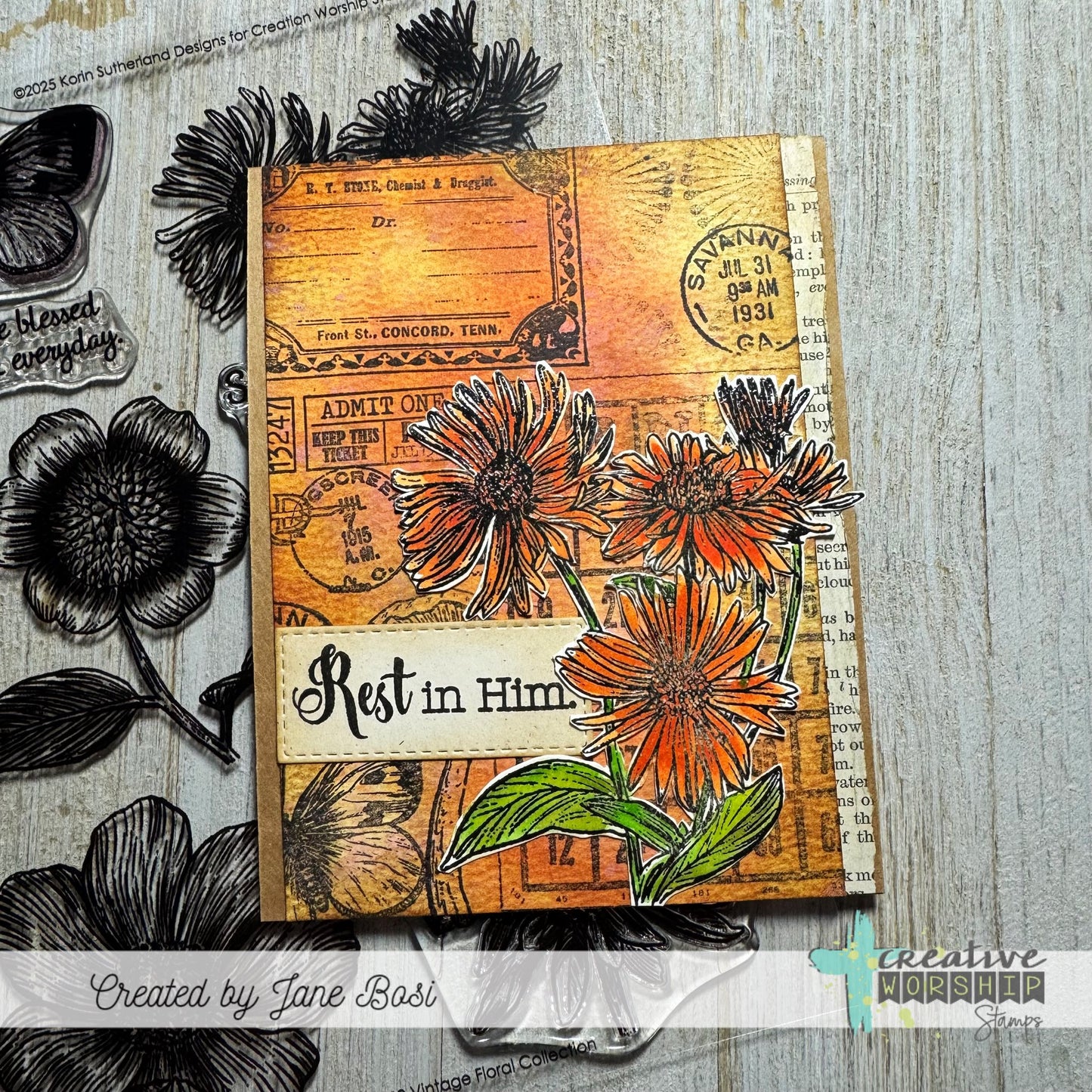 Vintage Postcards Clear Stamp Set