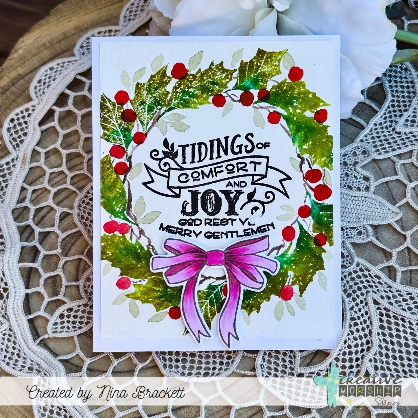 Vintage Holly Clear Stamp Set