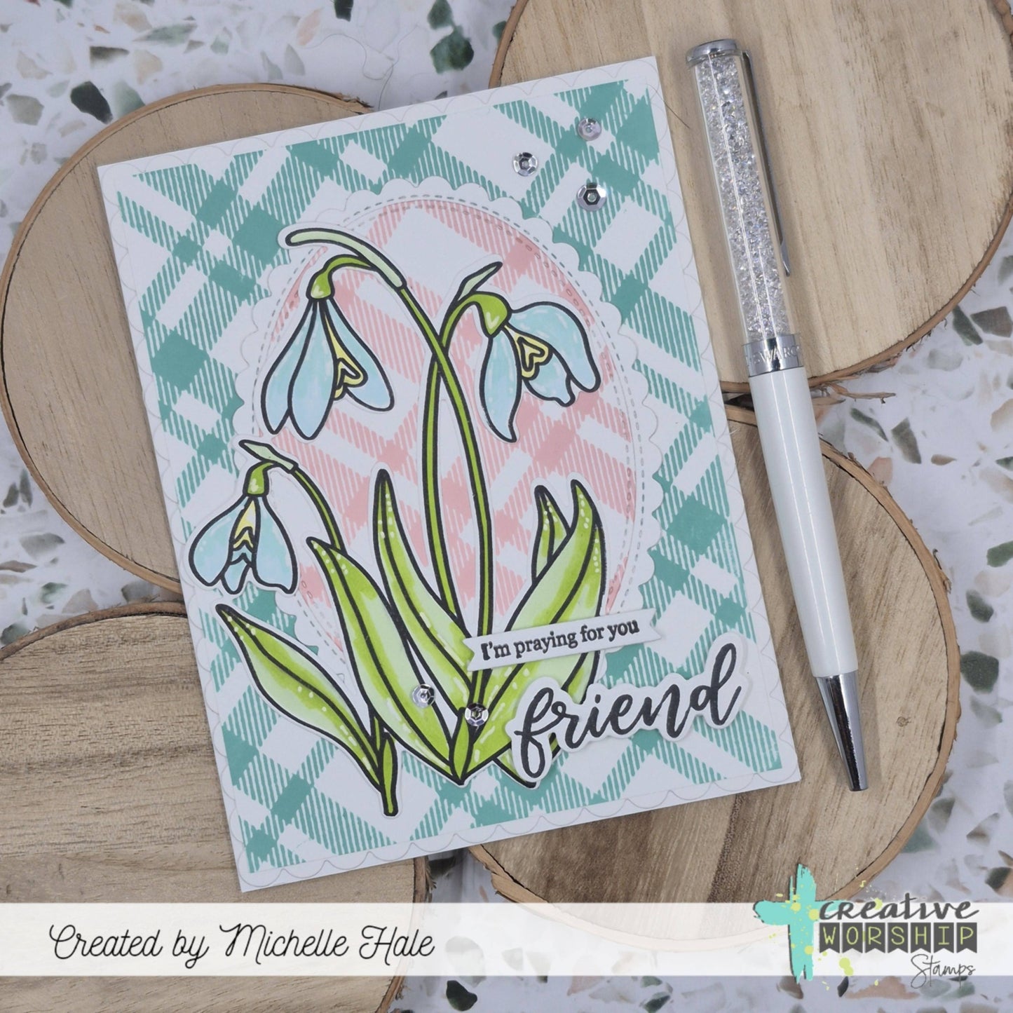 Diagonal Plaid Background Clear Stamp