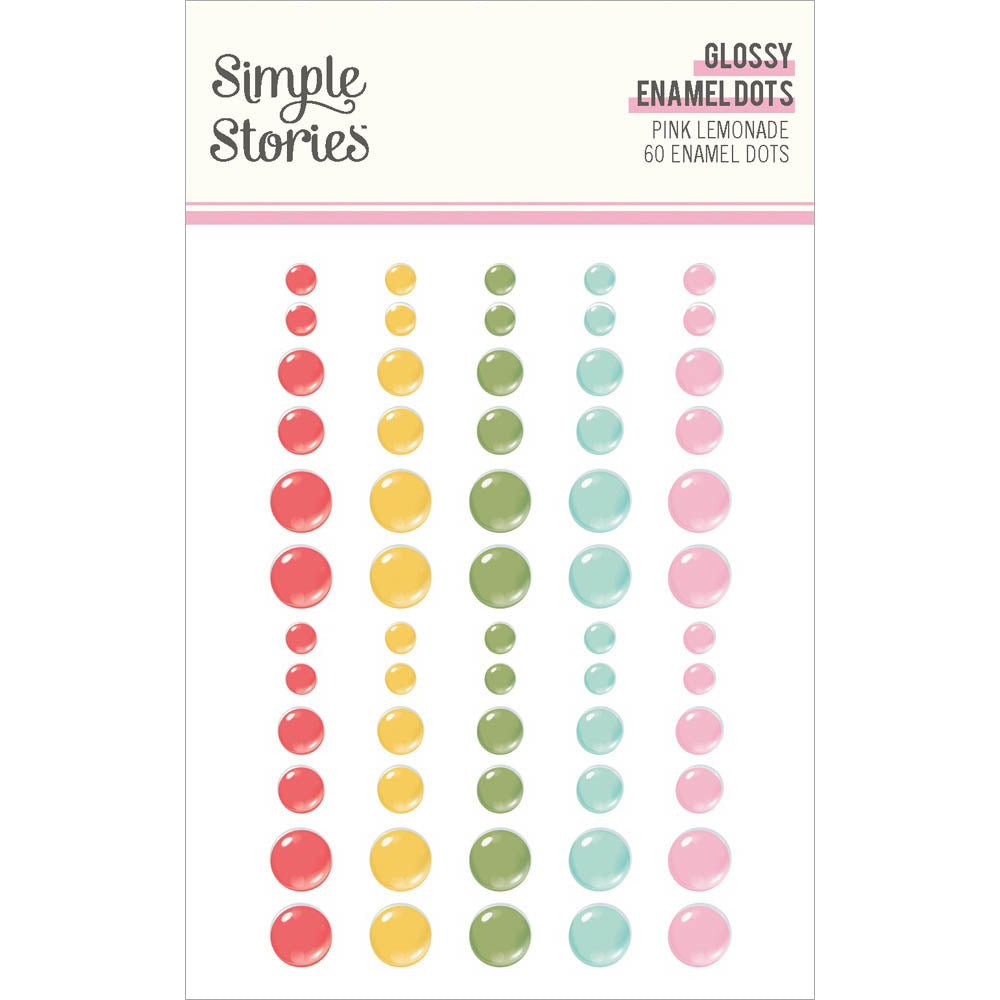 Simple Stories Pink Lemonade Glossy Enamel Dots 60/pkg