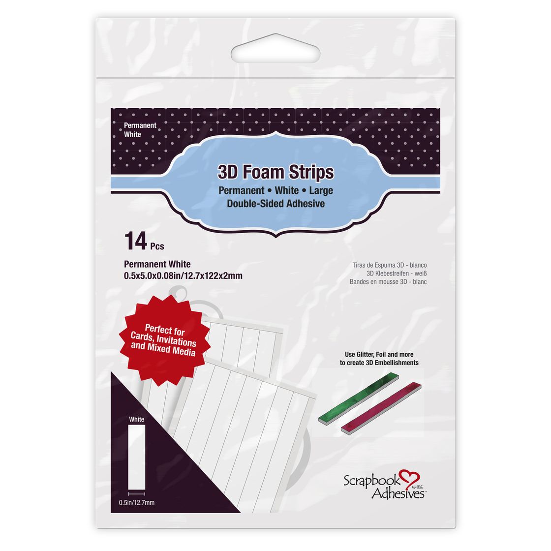 3D Foam Strips White 2mm