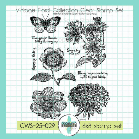 Vintage Floral Collection Clear Stamp Set
