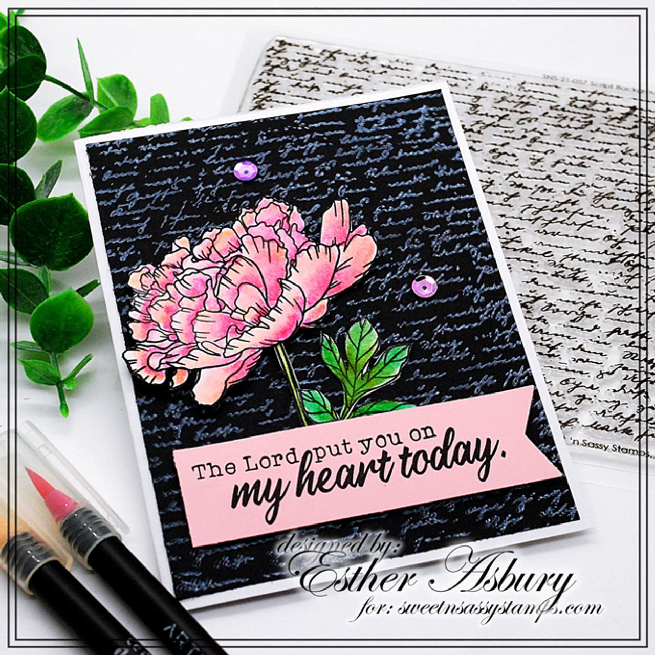 Script Background Clear Stamp