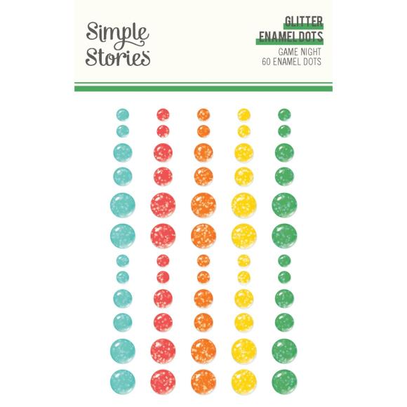 Simple Stories Game Night Glitter Enamel Dots 60/pkg