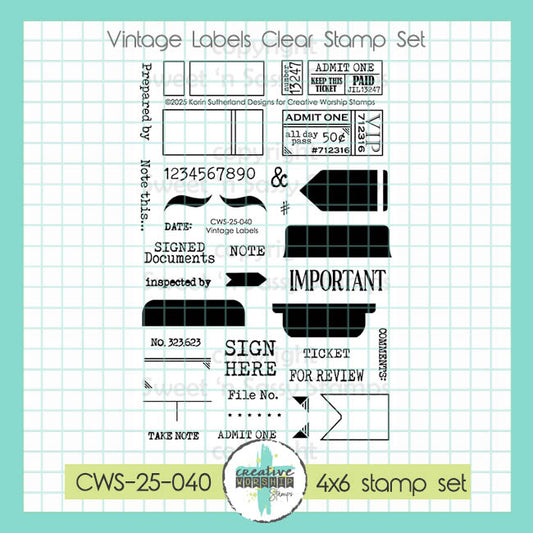 Vintage Labels Clear Stamp Set