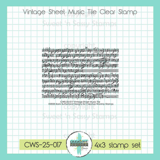 Vintage Sheet Music Tile Clear Stamp