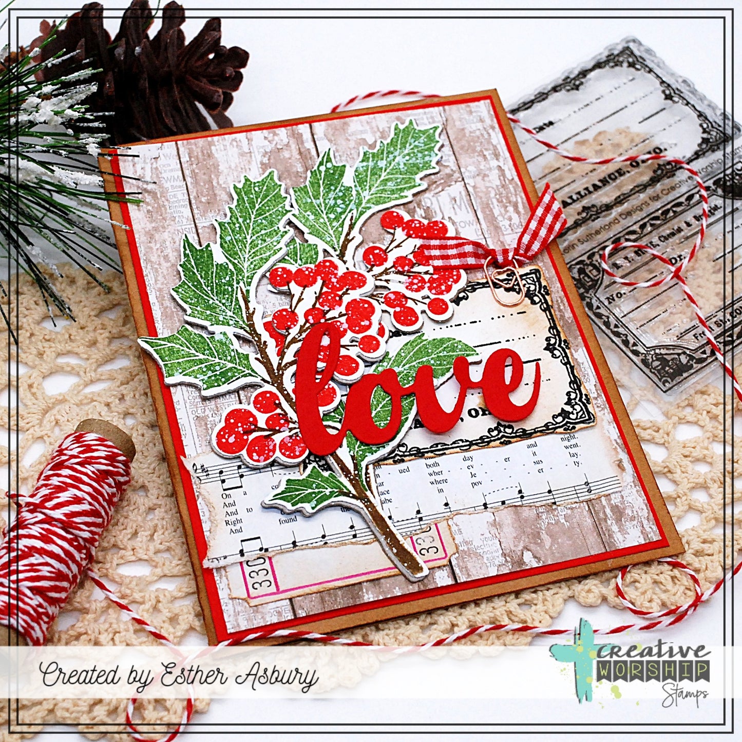 Vintage Holly Clear Stamp Set