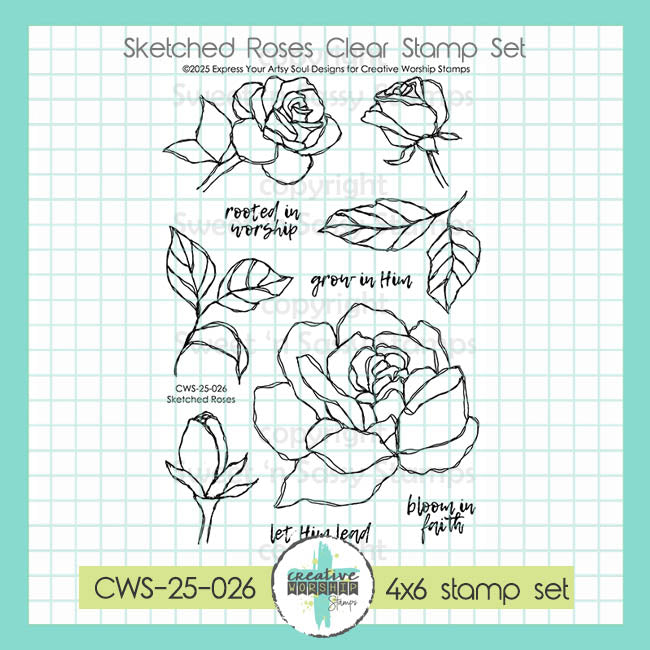 Sketched Roses Clear Stamp Set