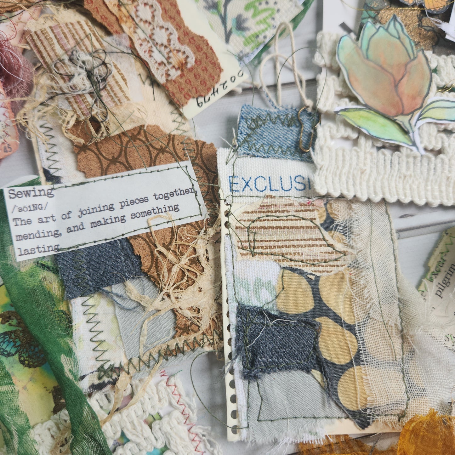 Stamping by the Sea-Tybee Island: Stitched Fabric/Paper Clusters & Ephemera Workshop