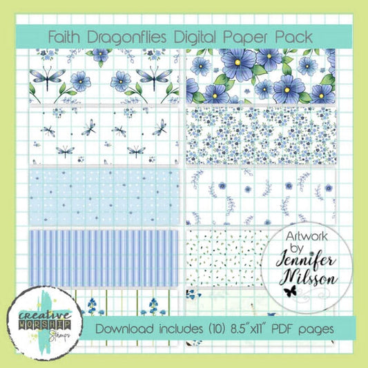 Faith Dragonflies Digital Paper Pack PDF