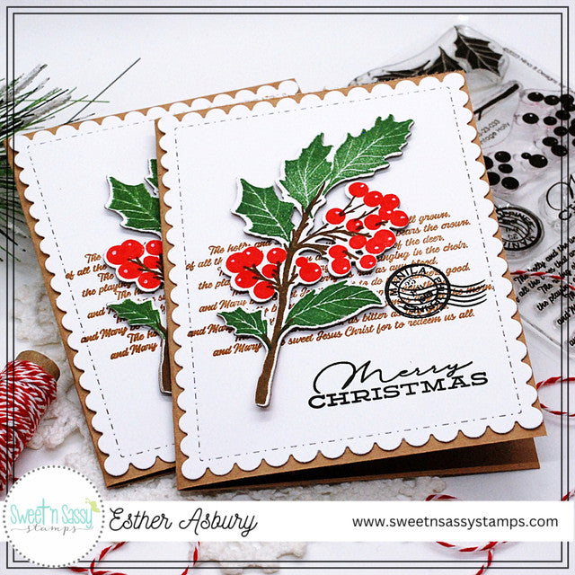 Vintage Holly Clear Stamp Set