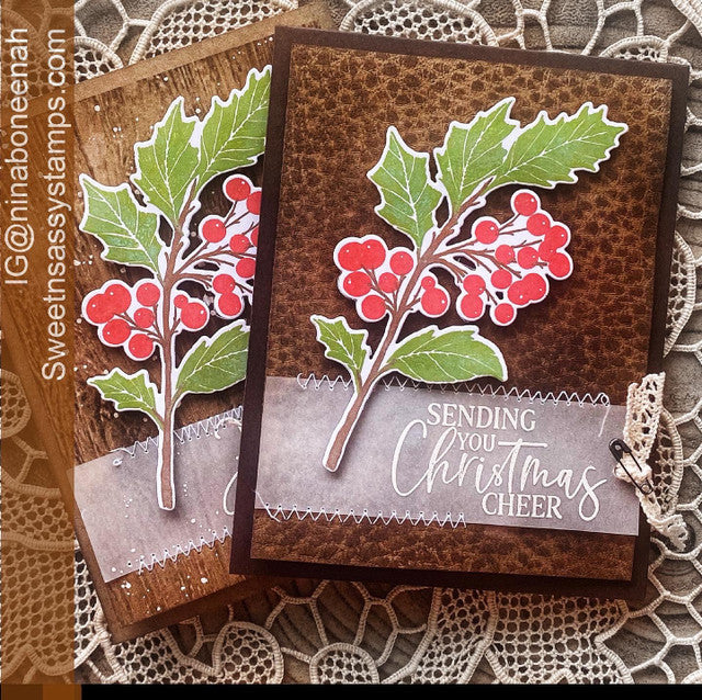 Vintage Holly Clear Stamp Set