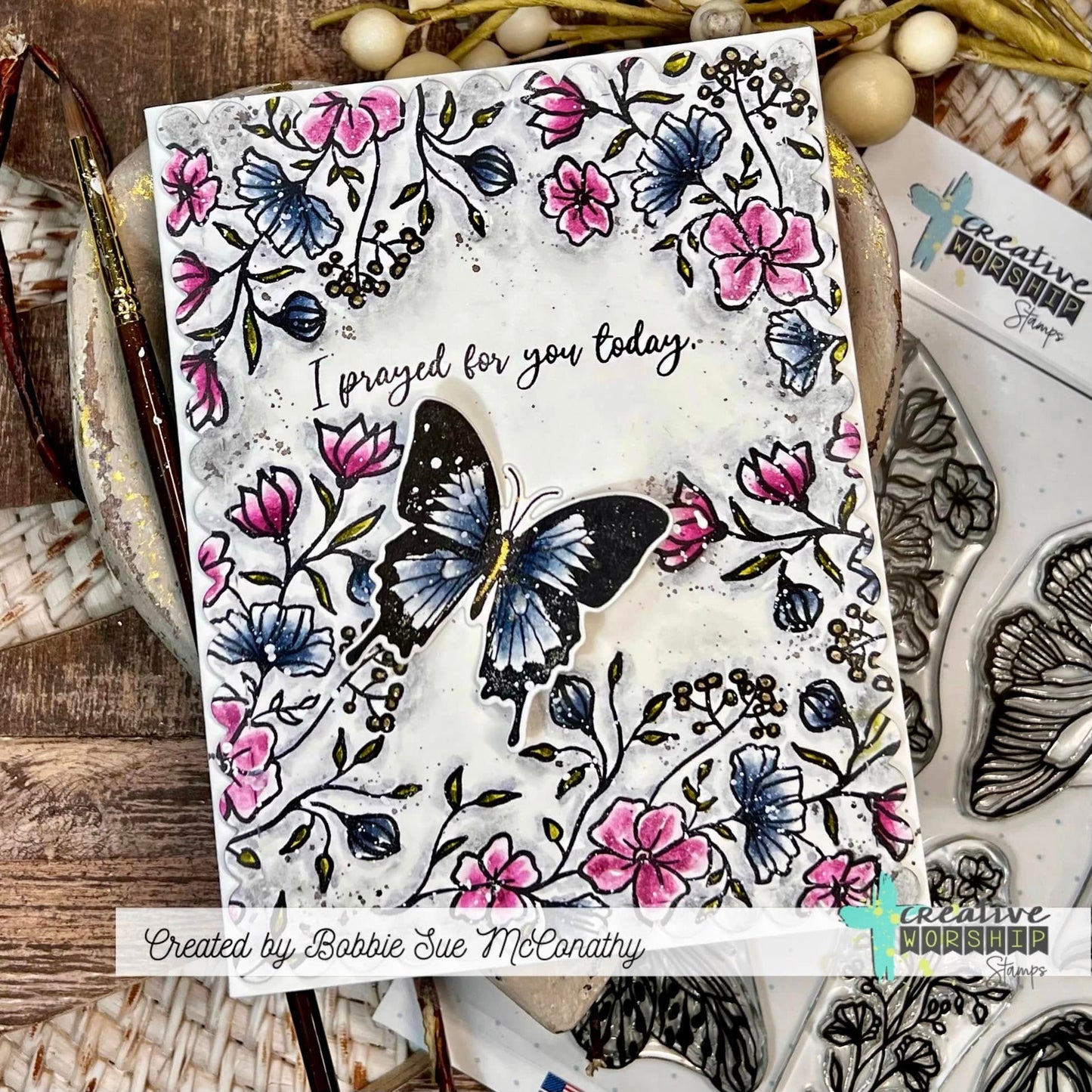 Vintage Butterflies & Blooms Clear Stamp Set