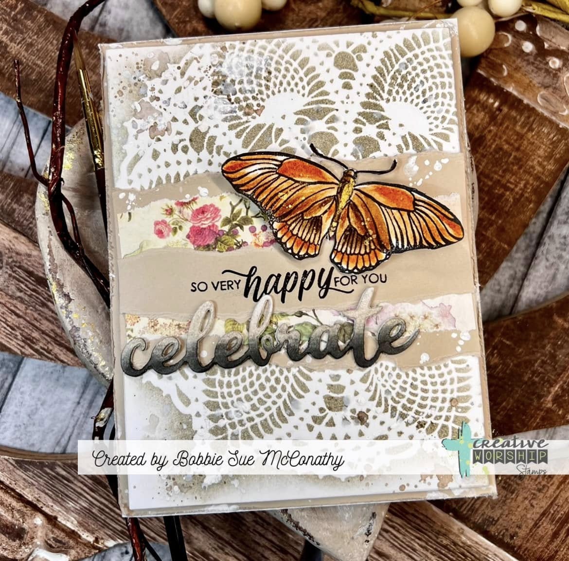 Vintage Butterflies & Blooms Clear Stamp Set