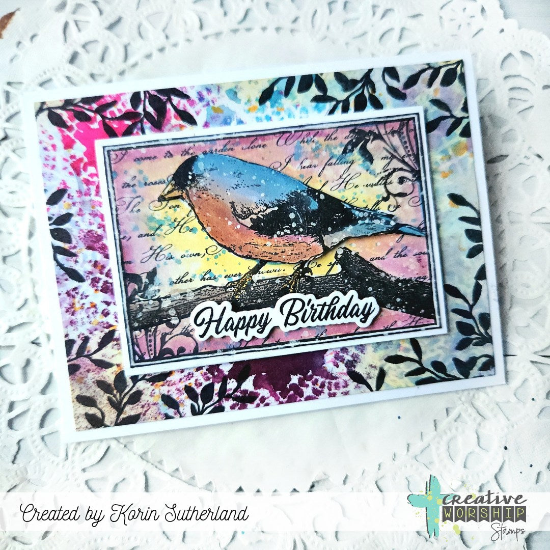 Finch Collage Clear Stamp