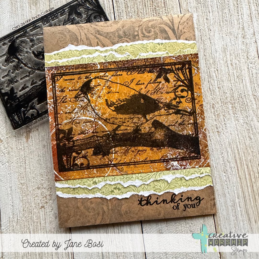 Finch Collage Clear Stamp