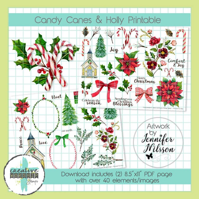 Candy Canes & Holly Printable PDF