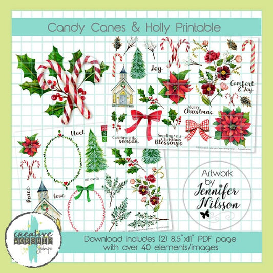 Candy Canes & Holly Printable PDF