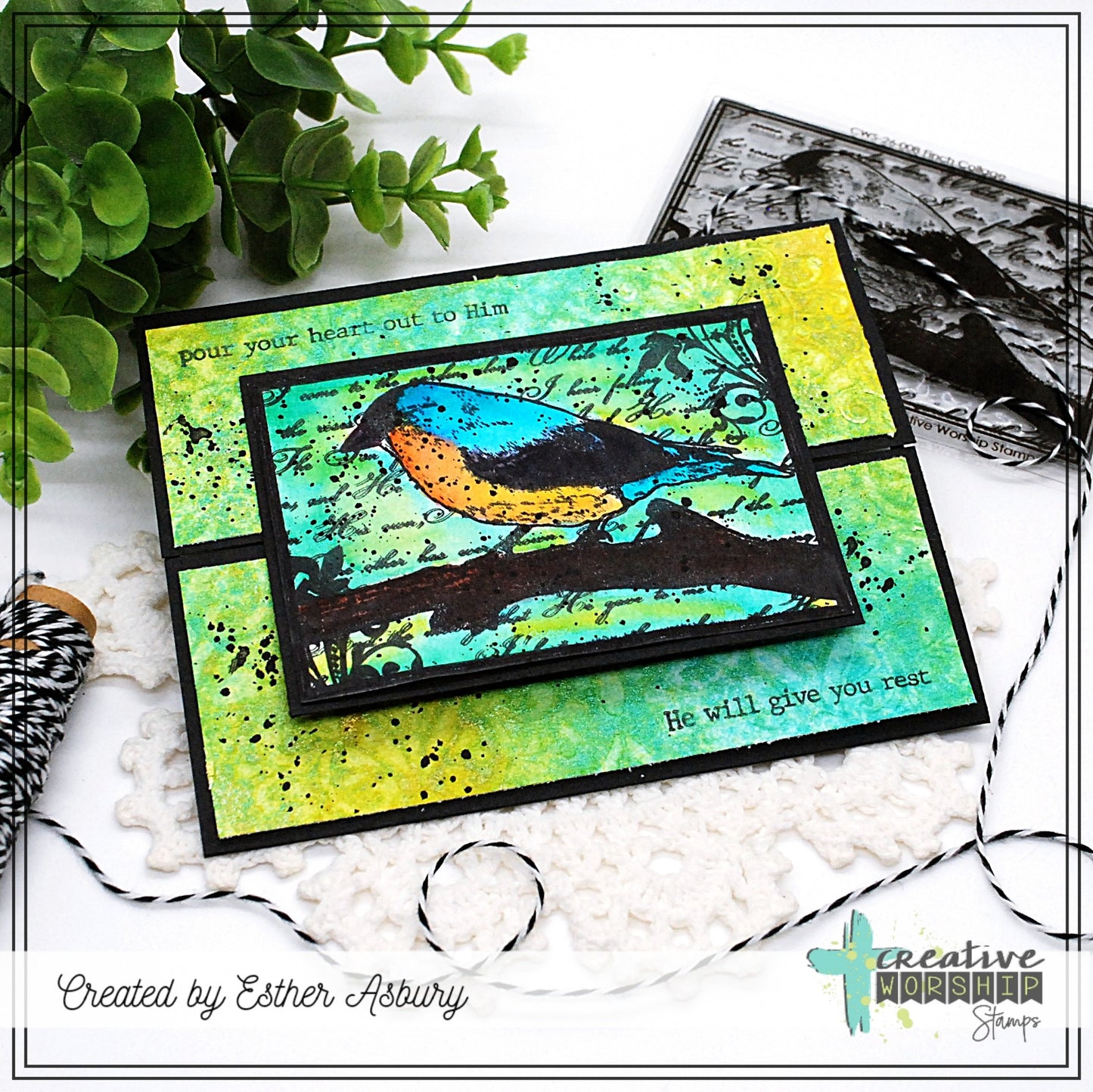 Finch Collage Clear Stamp