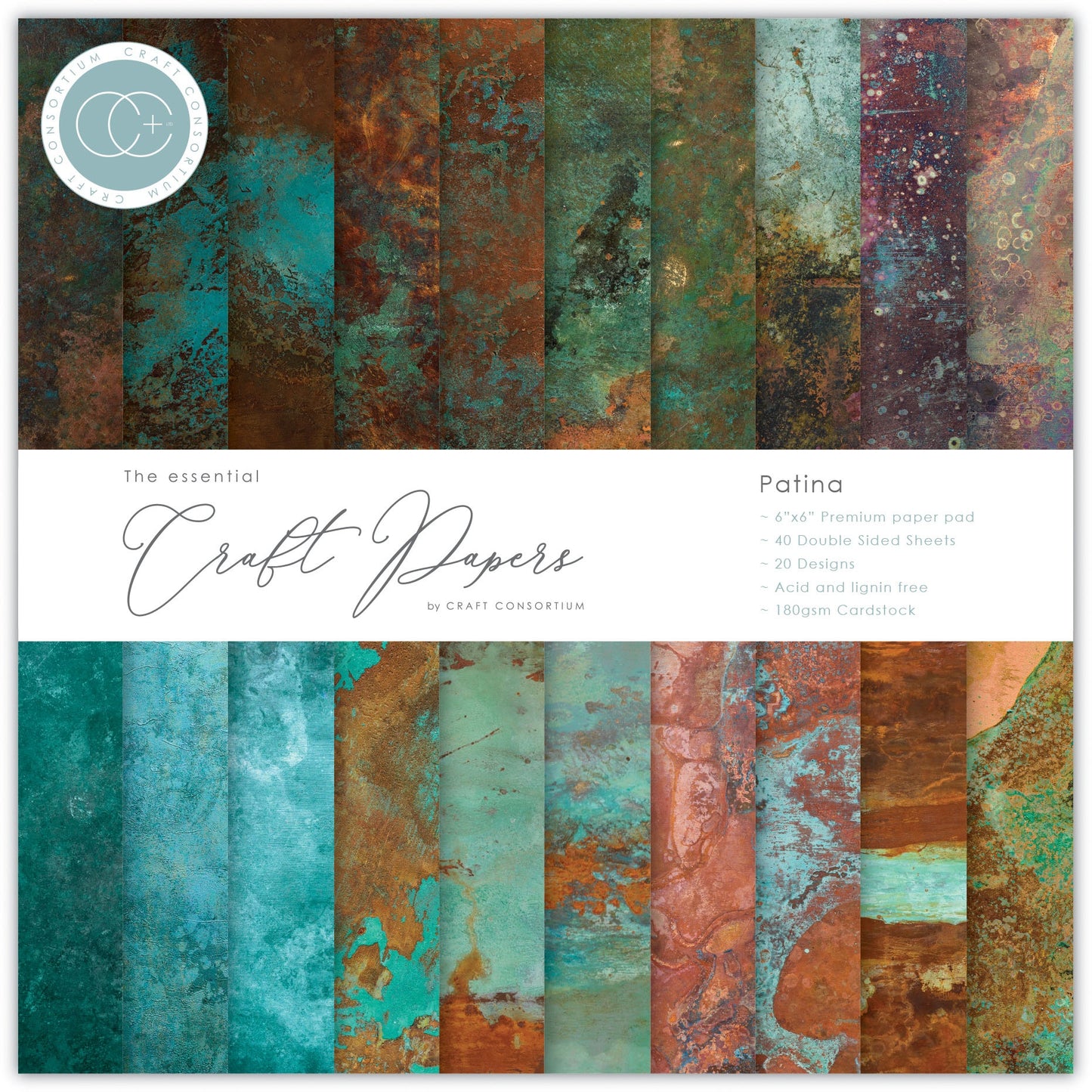 Craft Consortium Double-Sided  6"X6" Paper Pad - Patina - 40 sheets