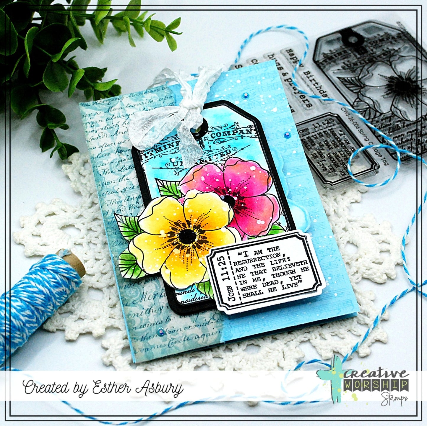 Spring Collage Tag Clear Stamp