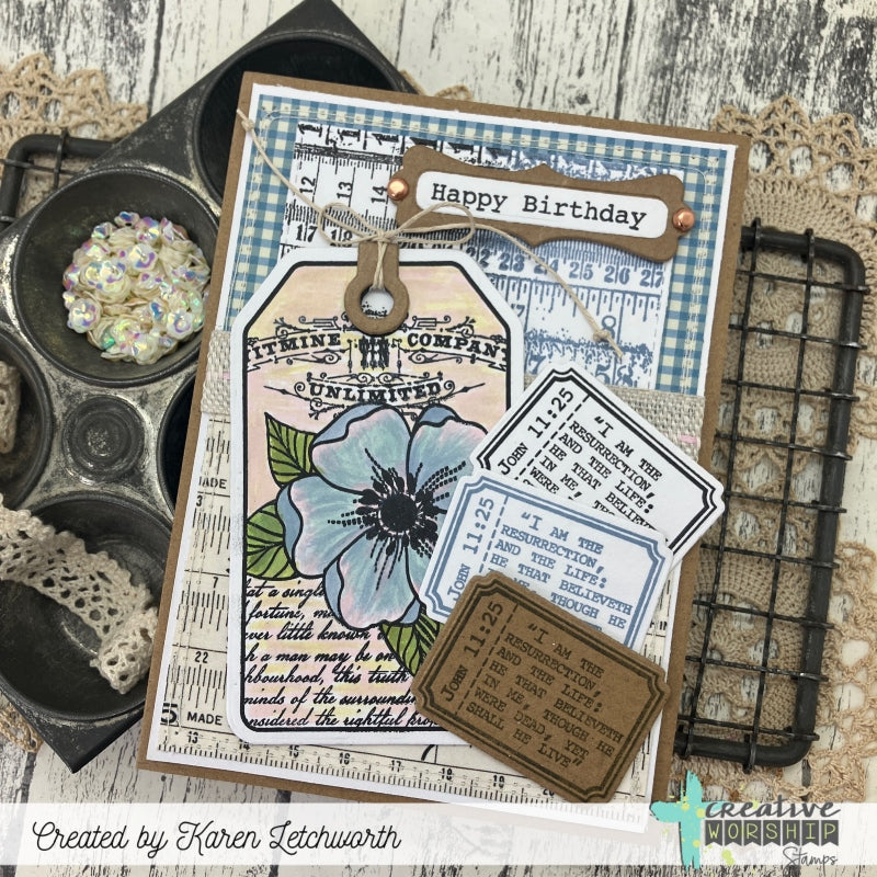 Spring Collage Tag Clear Stamp