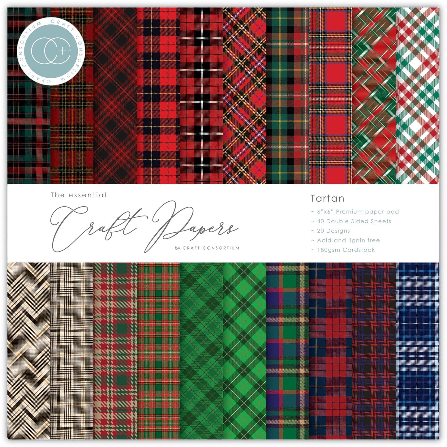 Craft Consortium Double-Sided  6"X6" Paper Pad - Tartan Plaid - 40 sheets