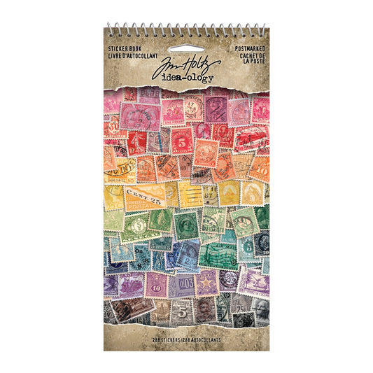 Tim Holtz Idea-ology Postmarked Sticker Book - 288 Postage Stamp Stickers