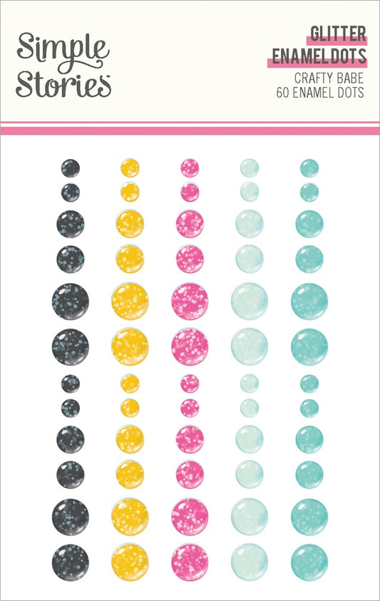 Simple Stories Crafty Babe Glitter Enamel Dots 60/pkg
