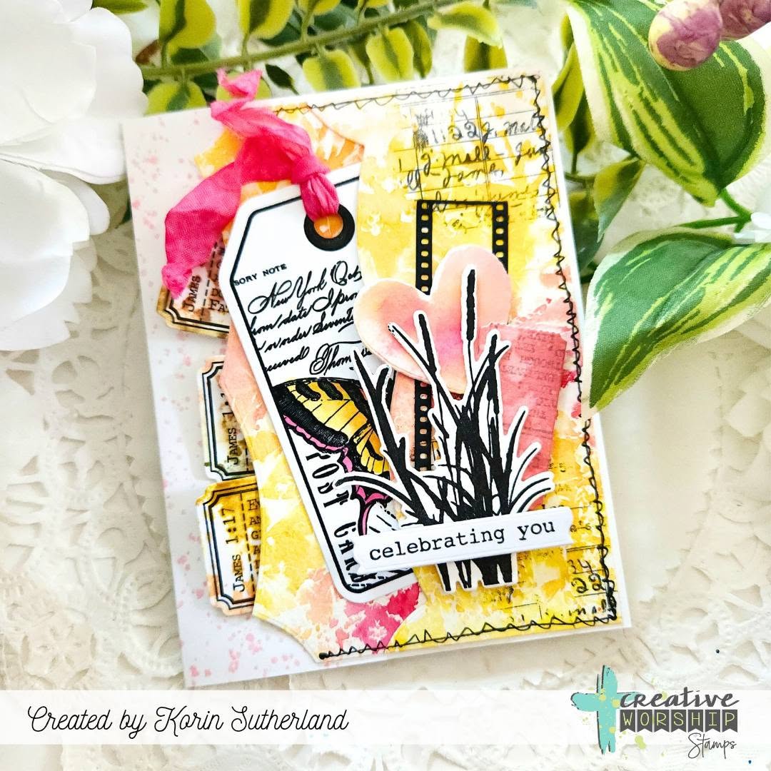 Summer Collage Tag Clear Stamp