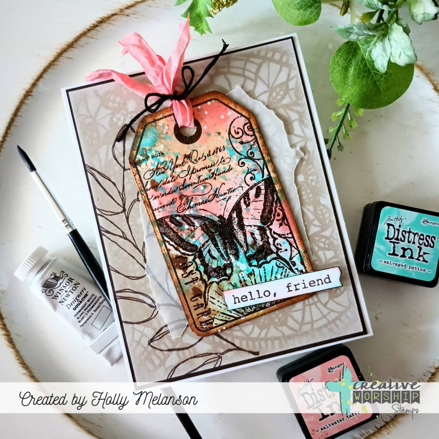 Summer Collage Tag Clear Stamp