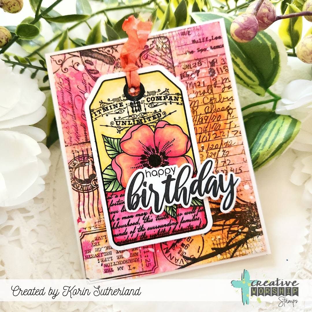Spring Collage Tag Clear Stamp