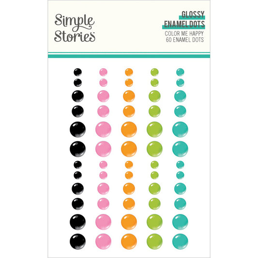 Simple Stories Color Me Happy Glossy Enamel Dots 60/pkg