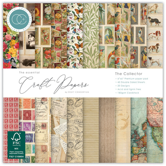 Craft Consortium Double-Sided  6"X6" Paper Pad - The Collector- 40 sheets