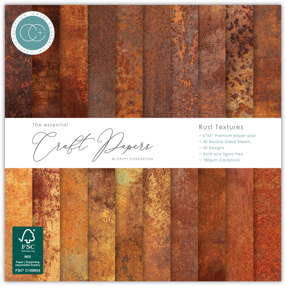 Craft Consortium Double-Sided  6"X6" Paper Pad - Rust - 40 sheets