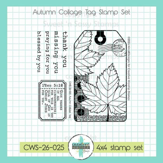 Autumn Collage Tag Clear Stamp