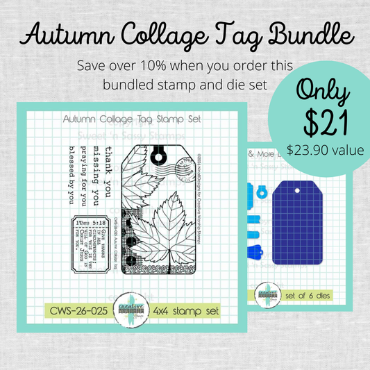 Autumn Collage Tag Stamp & Die Bundle