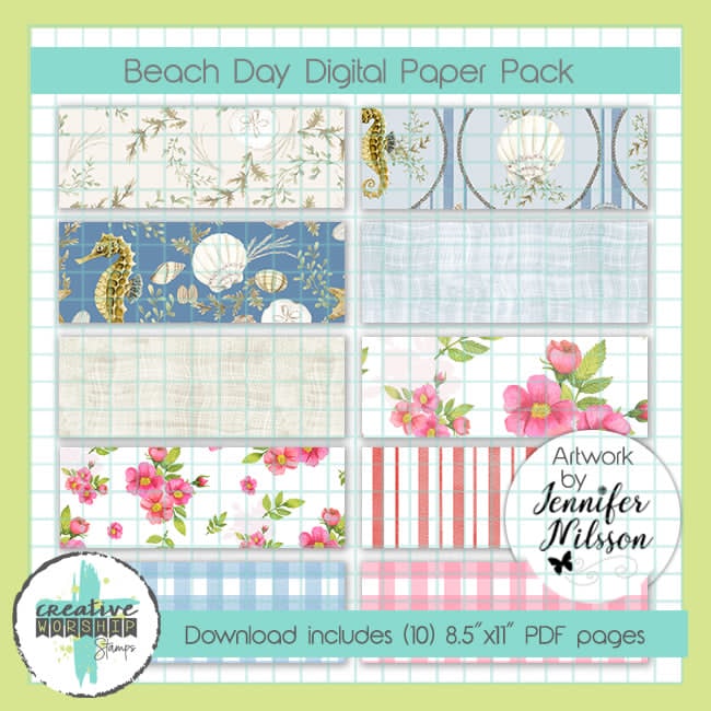 Beach Day Digital Paper Pack PDF