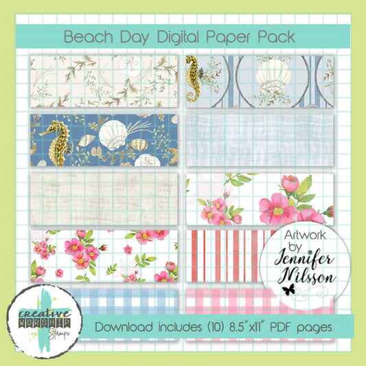 Beach Day Digital Paper Pack PDF