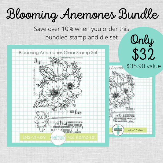 PREORDER Blooming Anemones Stamp & Die Bundle