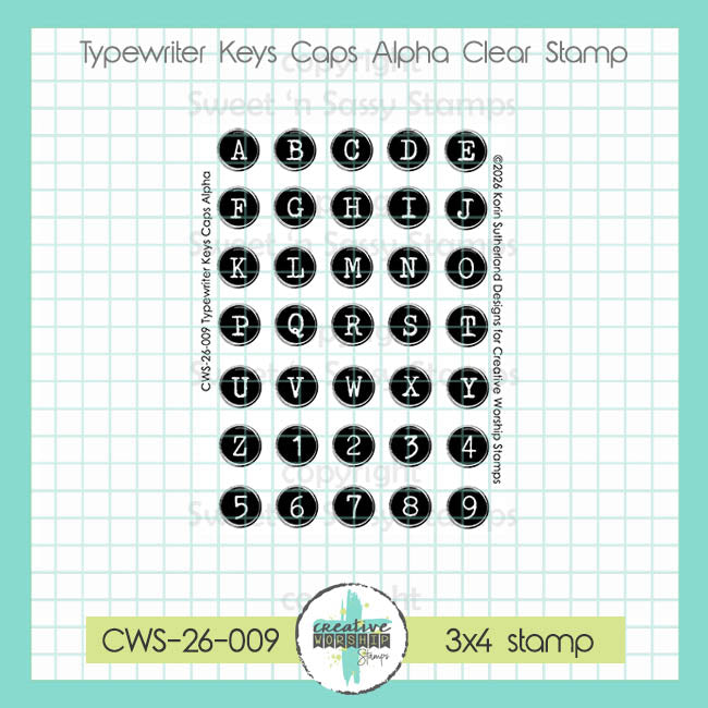 Typewriter Keys Caps Alpha Clear Stamp Set