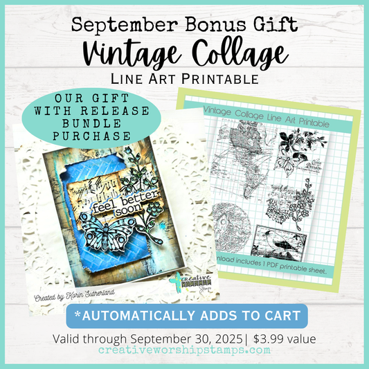 Free Vintage Collage Line Art Printable PDF