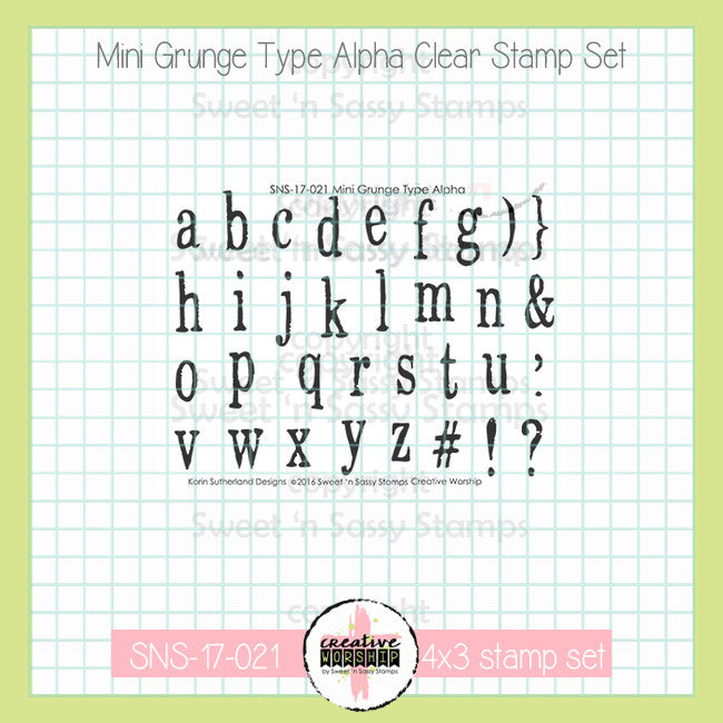 Mini Grunge Type Alpha Clear Stamp Set