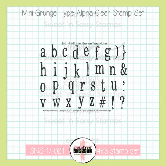 Mini Grunge Type Alpha Clear Stamp Set