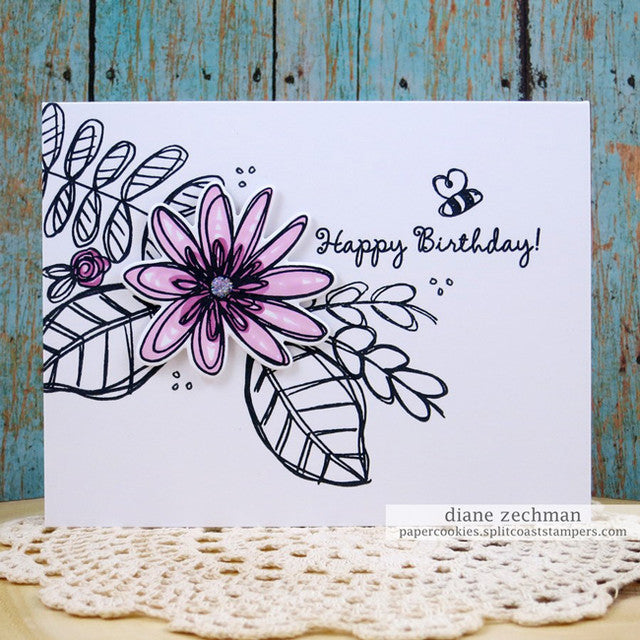 Scribble Flowers Clear Stamp Set