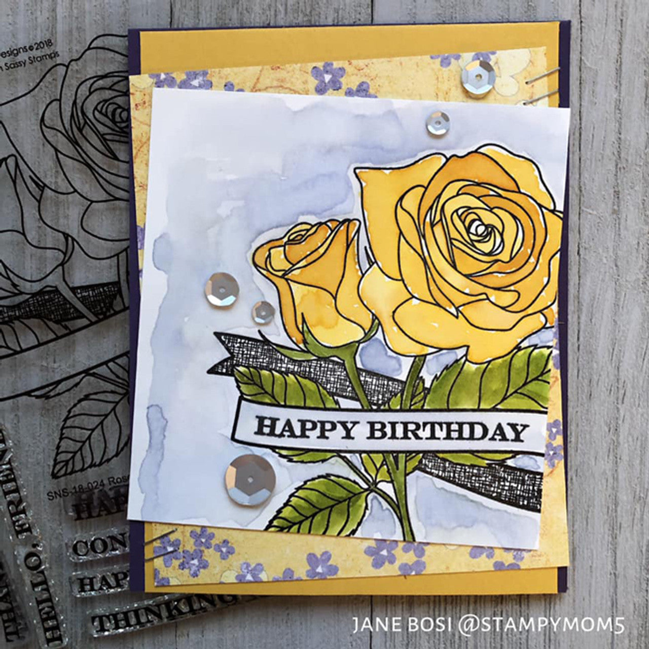 Rose Banner Clear Stamp Set