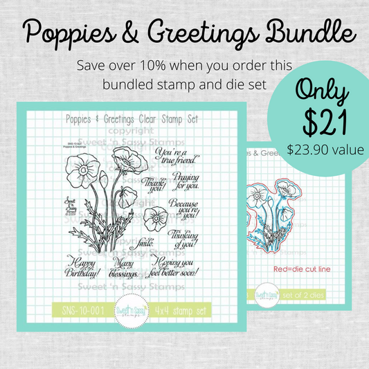 Poppies & Greetings Stamp & Die Bundle